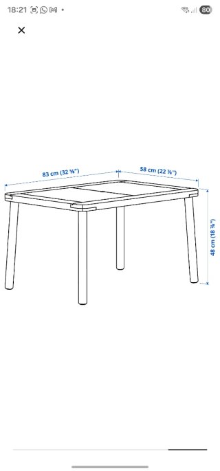 Mesa IKEA Flisat blanco/madera 83x58cm