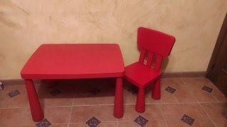 Mesa y Silla Infantil IKEA Mamut Roja