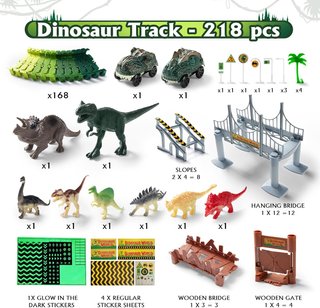 SIN ABRIR 218Pcs Juguete Circuito Coche Dinosaurio