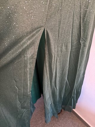 Vestido largo verde botella brillante