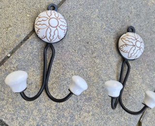 Coppia attaccapanni ceramica e metallo