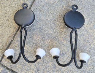 Coppia attaccapanni ceramica e metallo