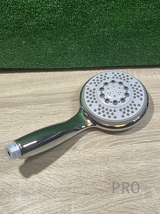 Doccia a mano Vinabo + 1,5 m flessibile in acciaio, 5 funzioni di getto, alta pressione, ABS cromato, anti-calcare, bocchetta, argento