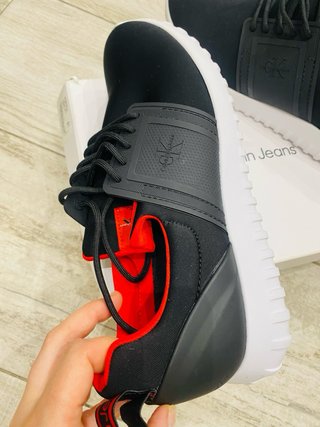 Zapatillas Calvin Klein Hombre Negras Rojas