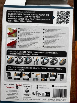 3 Bolsas de alta filtración Rowenta
