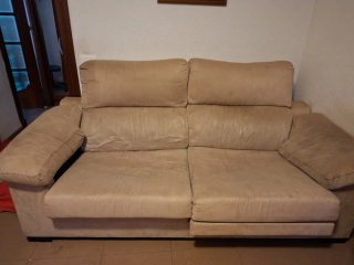 Sofá 3 plazas beige tela