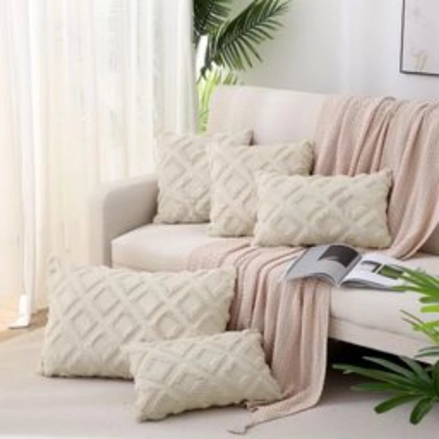 6 Fundas Cojín Boho 45x45cm Beige