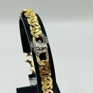 PULSERA TIPO CARTIER MEDUSA GRECA BICOLOR