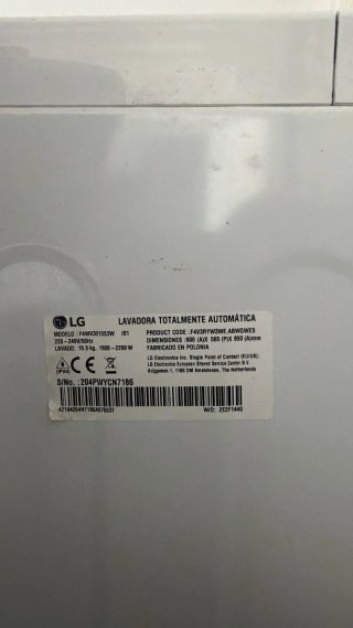 Lavadora LG 10,5kg Carga Frontal