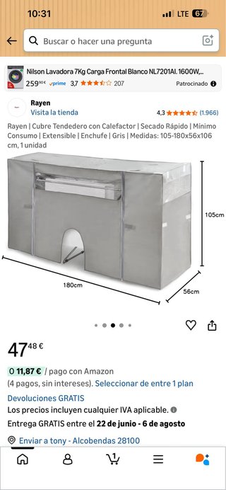 Cubre Tendedero Rayen con Calefactor