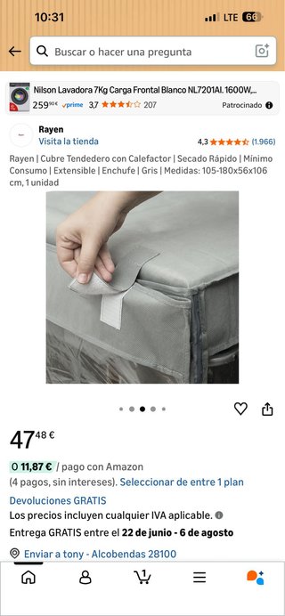 Cubre Tendedero Rayen con Calefactor