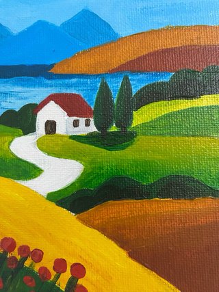 Quadro acrilico paesaggio italiano originale