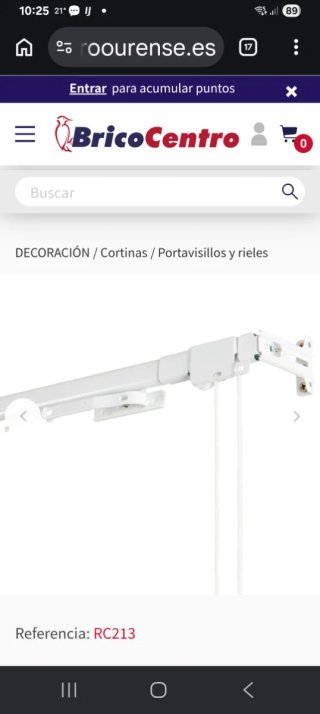 Barra con riel para cortinas blanco