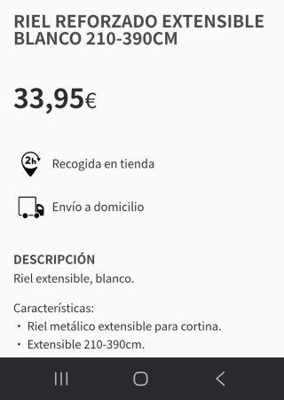 Barra con riel para cortinas blanco