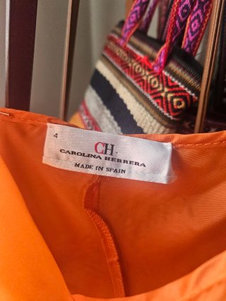 Vestido lino Carolina Herrera naranja