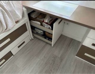 Cama juvenil con escritorio y cajones