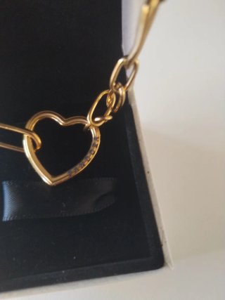 Pulsera Pandora Corazón Hueco Eslabones dorados