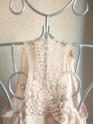 Top rosa pálido bambula y encaje FREE PEOPLE Nuevo