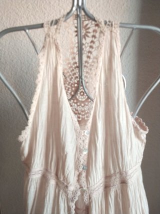 Top rosa pálido bambula y encaje FREE PEOPLE Nuevo