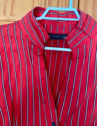 Camisa ZARA rayas cuello doble pinzas manga 3/4