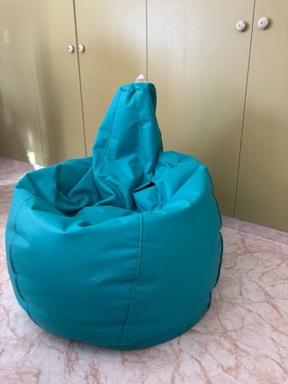 Puff pera polipiel turquesa
