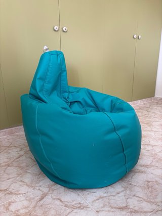 Puff pera polipiel turquesa