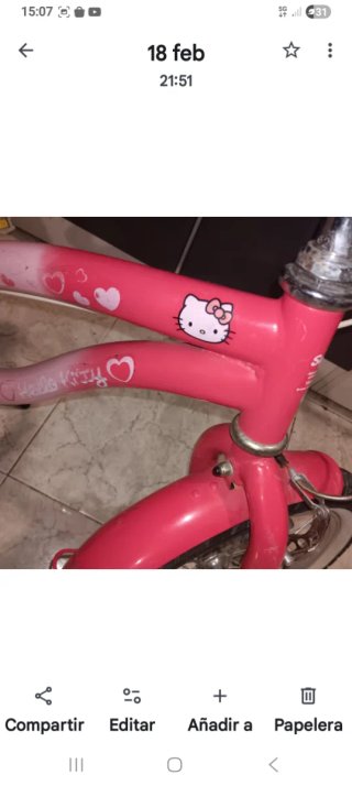 Bicicleta Infantil Hello Kitty Rosa
