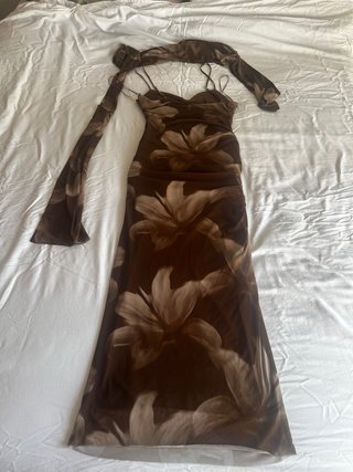 Vestido largo Zara floral marrón