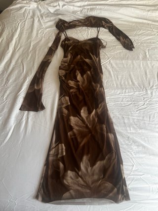 Vestido largo Zara floral marrón
