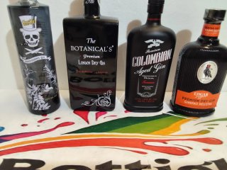 4 BOTTIGLIE VUOTE GIN VETRO NERO