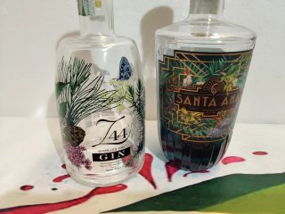2 Bottiglie Vuote Gin Tema Floreale
