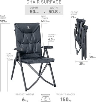 Silla Camping Lujo Ever Advanced negra o gris