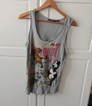 Camiseta Desigual Talla L con Tigre y Flores