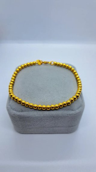Pulsera Bolitas Baño Oro 18k