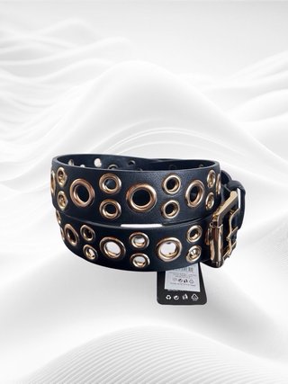 Cintura Deneb nera con borchie dorate