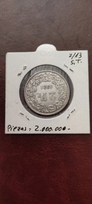 Moneda Suiza Plata 1921