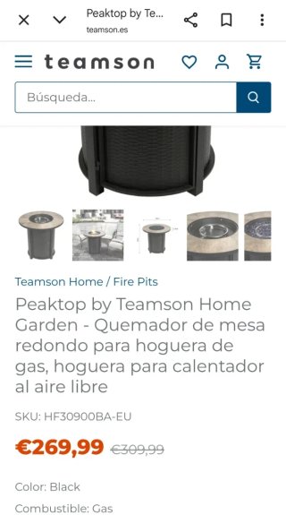 Peaktop by Teamson Quemador de mesa redondo