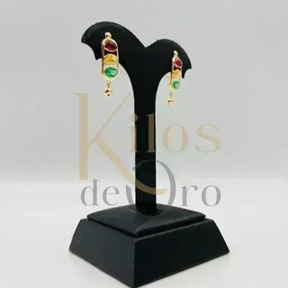 Pendientes de oro con piedras multicolor
