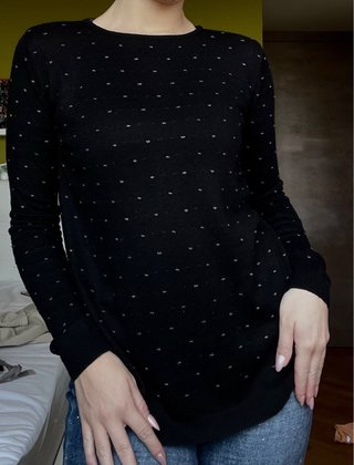 Maglione Mango donna nero con pois argento