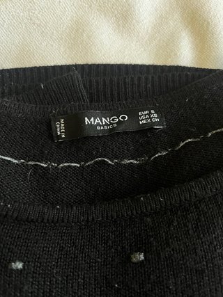 Maglione Mango donna nero con pois argento