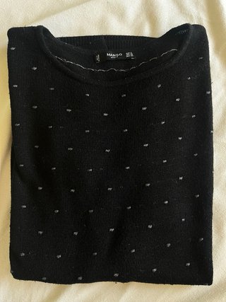 Maglione Mango donna nero con pois argento