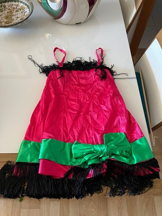 Vestido fiesta carnaval rosa y verde