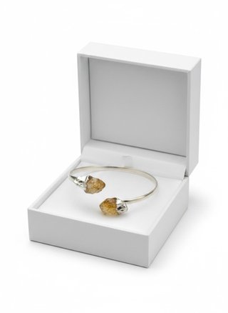 Pulsera Plata 925 Citrino Natural Bruto