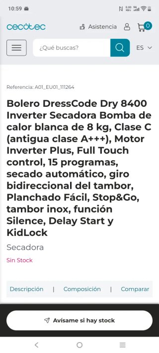 Secadora Cecotec 8kg C