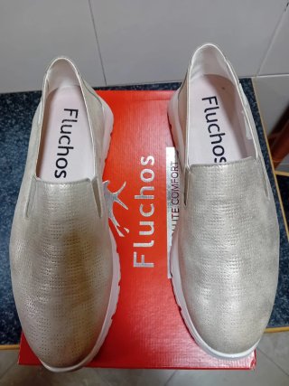 Zapatos Fluchos Mujer Dorados/Plateados