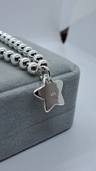 Pulsera Bolitas 20cm Estrella Plata Ley 925