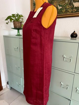 JS Simorra Red Brick Ramie Embroidered Dress Size 36  (NEW with tags 169€)