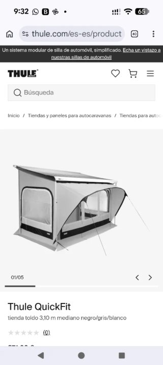 Cerramiento Toldo Thule QuickFit talla 2,60 ancho