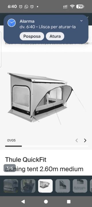 Cerramiento Toldo Thule QuickFit talla 2,60 ancho
