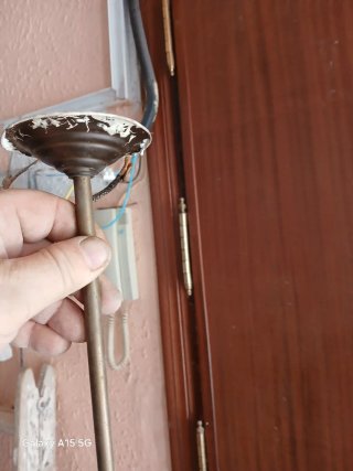 Lámpara antigua de techo con tulipa decorada